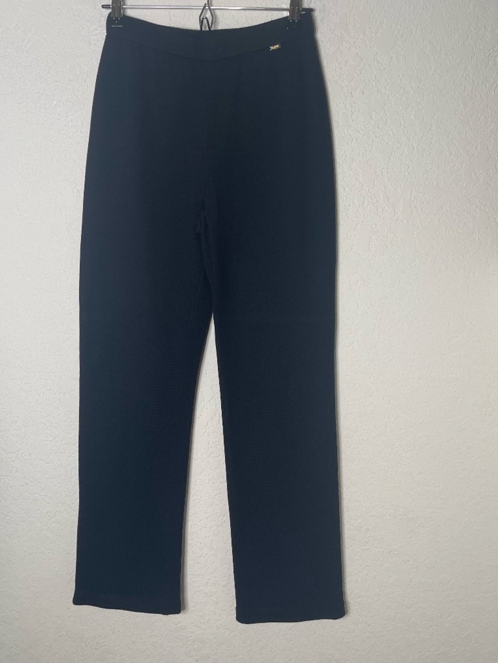 St John Sport Pants P Petite Black Santana Knit Wool Rayon Straight Leg